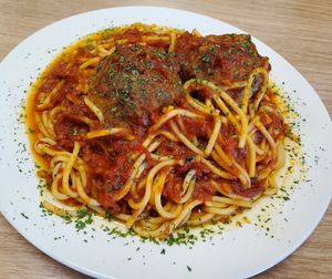 Vegan Spaghetti and Beyond Meatball Parm at Pasquale's Pizzeria III in Middletown