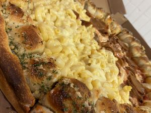 Half Freakin Vegan Mac n Cheese half pepperoni  at Pasquale's Pizzeria III in Middletown