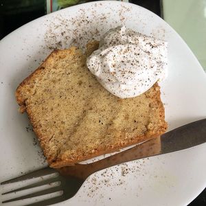 Cardamon cake  at Aum Cafe in Varanasi
