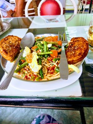 Vegan Spaghetti Salad at Aum Cafe in Varanasi