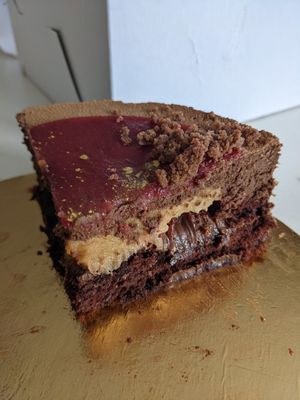 Inside the Dulce the Leche cake. Only goodness. #Veganuary at La Fabrique Arhoma in Montreal