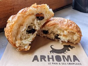 Vegan chocolate croissant at La Fabrique Arhoma in Montreal