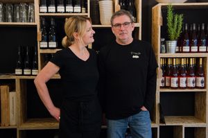 Martina & Frank - the owner. at The Hummus Guys in Berlin