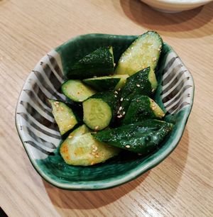 Cucumber salad at Gyozaoh Dotonbori in Osaka