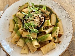 Lentil Ragu with vegan cheese  at Dylan's in Menai Bridge
