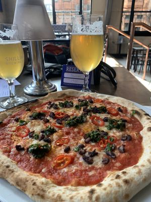 The chimchurry bean pizza  at Shilling Brewing Company in Glasgow