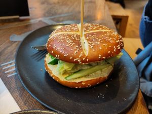 Corn schnitzel burger at HeimWerk Altstadt in Dusseldorf