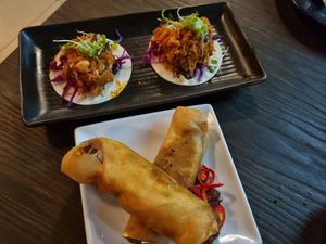 Jackfruit tacos & spring rolls at Gypsy Tapas House in Fremantle