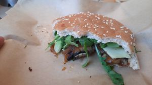 The "vegan" burger at Red Hot Chili Burger in Corfu