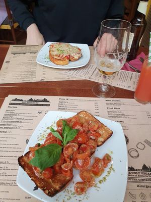 Bruschettas at Sora Lella Roman Vegan Restaurant in Edinburgh