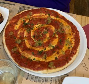 Focaccia marinara at Sora Lella Roman Vegan Restaurant in Edinburgh