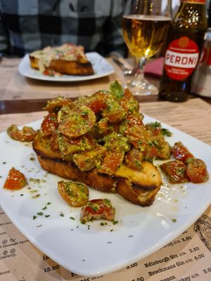 Bruschetta tomato at Sora Lella Roman Vegan Restaurant in Edinburgh