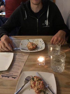 Creamy ‘chicken’ Bruschetta!  at Sora Lella Roman Vegan Restaurant in Edinburgh