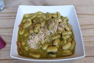 Gnocchi al pesto at Sora Lella Roman Vegan Restaurant in Edinburgh