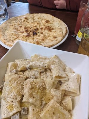 Black pepper pasta at Sora Lella Roman Vegan Restaurant in Edinburgh