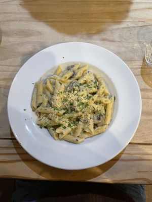 Four cheese and porcini pasta  at Sora Lella Roman Vegan Restaurant in Edinburgh