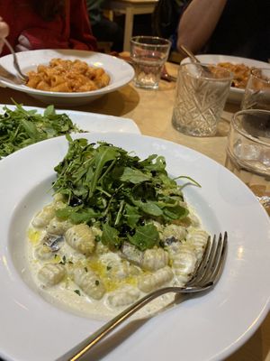 Gnocchi with four ‘cheeses'  at Sora Lella Roman Vegan Restaurant in Edinburgh
