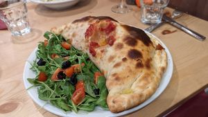 Calzone at Sora Lella Roman Vegan Restaurant in Edinburgh