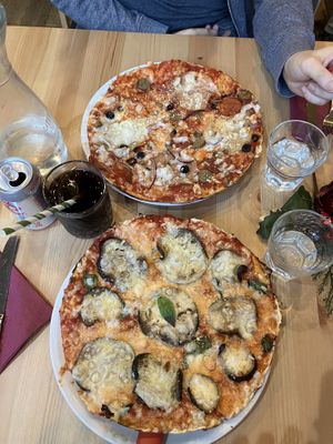 Our vegan pizzas   at Sora Lella Roman Vegan Restaurant in Edinburgh