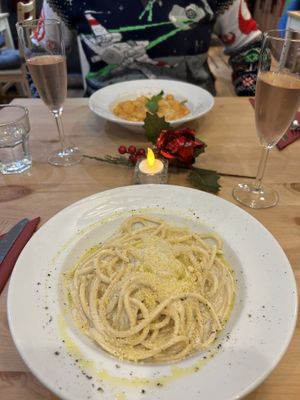 Gnocchi alla sorrentina, bucatini cacio e pepe  at Sora Lella Roman Vegan Restaurant in Edinburgh