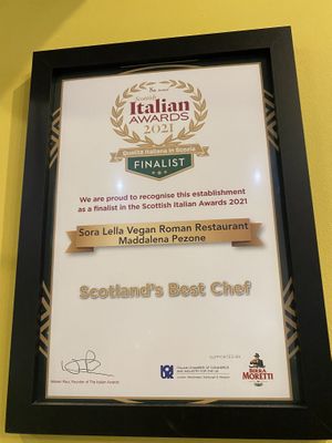 Well deserved   at Sora Lella Roman Vegan Restaurant in Edinburgh