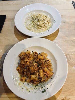 Both pasta dishes   at Sora Lella Roman Vegan Restaurant in Edinburgh