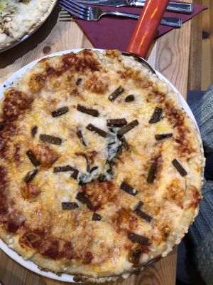 margarita with bacon  at Sora Lella Roman Vegan Restaurant in Edinburgh