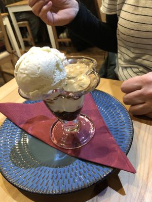 ice-cream plus expresso shot   at Sora Lella Roman Vegan Restaurant in Edinburgh