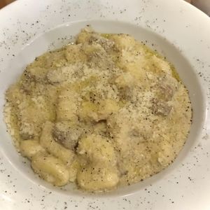 gnocchi salsiccia et crema tartutafa  at Sora Lella Roman Vegan Restaurant in Edinburgh