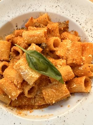 Mezze Maniche All’ Amatriciana   at Sora Lella Roman Vegan Restaurant in Edinburgh