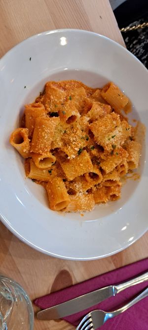 Mezze Maniche alla Zozzona at Sora Lella Roman Vegan Restaurant in Edinburgh