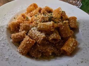 Mezza Maniche alla Zozzona. at Sora Lella Roman Vegan Restaurant in Edinburgh