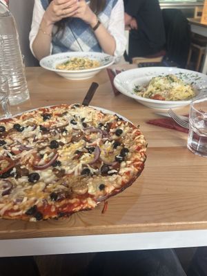 Meat feast pizzaa  at Sora Lella Roman Vegan Restaurant in Edinburgh
