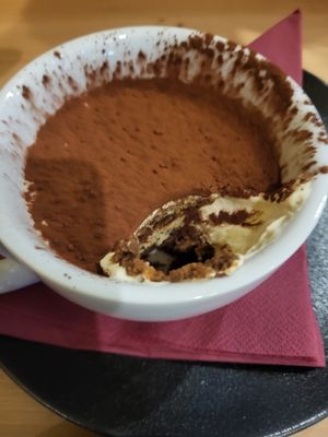 tiramisu at Sora Lella Roman Vegan Restaurant in Edinburgh