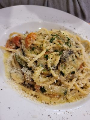 spaghetti alla campagnola at Sora Lella Roman Vegan Restaurant in Edinburgh