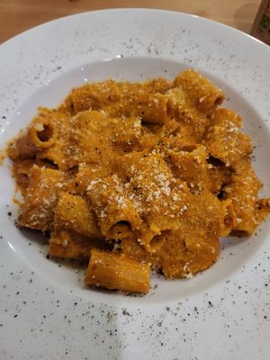 mezze maniche alla zozzona at Sora Lella Roman Vegan Restaurant in Edinburgh