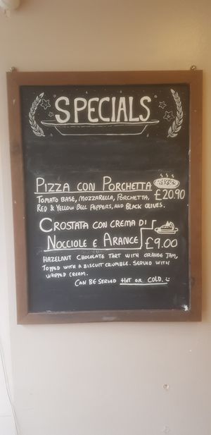 Specials at Sora Lella Roman Vegan Restaurant in Edinburgh