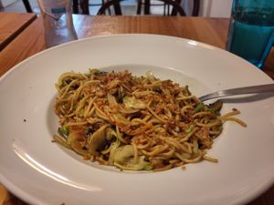 Oily "Pasta" at Lan's Pizzeria in Sao Miguel
