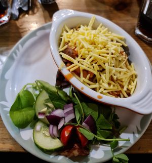 Jacket potato, beans and cheese at Granny's Kitchen in Richmond