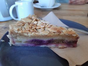 rhubarb bakewell tart at The Natural Store in Falmouth