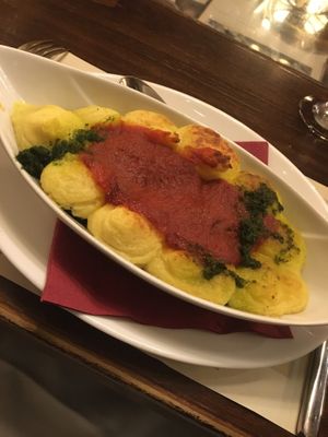 "Mashed potatoes au gratin" with ratatouille of oven vegetables  at Marchfelderhof in Deutsch-wagram
