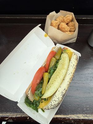 Vegan Chicago style hotdog   at ORD - America's Dog - T1 in Chicago
