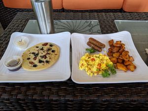 Vegan brunch combo: only 10 bucks and change for all of this food! at Rollin' Oats Market and Cafe in St Petersburg