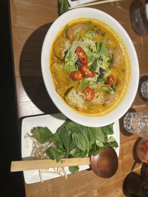 Curry noodle soup with tofu & mushrooms   at Pho - Ealing in West London