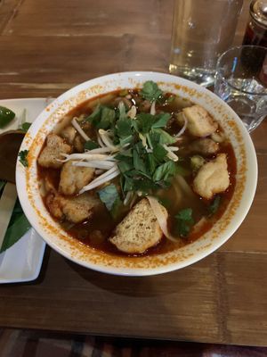 Hot & spicy tofu & mushroom pho  at Pho - Islington in North London