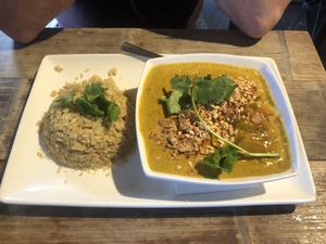 Classic curry with This Isn’t Chicken and cauliflower rice  at Pho in Portsmouth