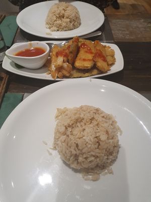 Taster menu: Fried rice with crispy fried vegetables at Ruyi Vegetarian House  in Manchester