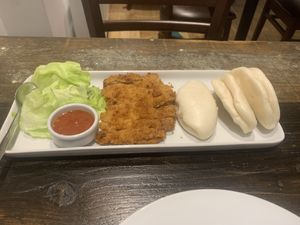 Crispy “pork" Bao  at Ruyi Vegetarian House  in Manchester