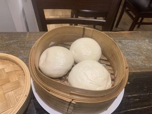Vegan custard Bao  at Ruyi Vegetarian House  in Manchester