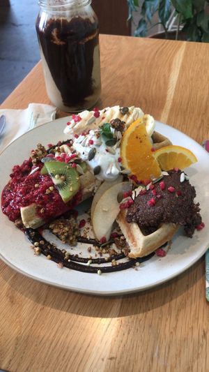 Waffles good (big) but coffee milkshake was not good  at Barefoot Eatery in Christchurch